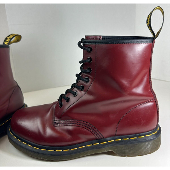 Doc Dr. Martens 1460 Leather Boots Cherry Red Lace Up US Women's Size 10 Men's 9 - Picture 6 of 16